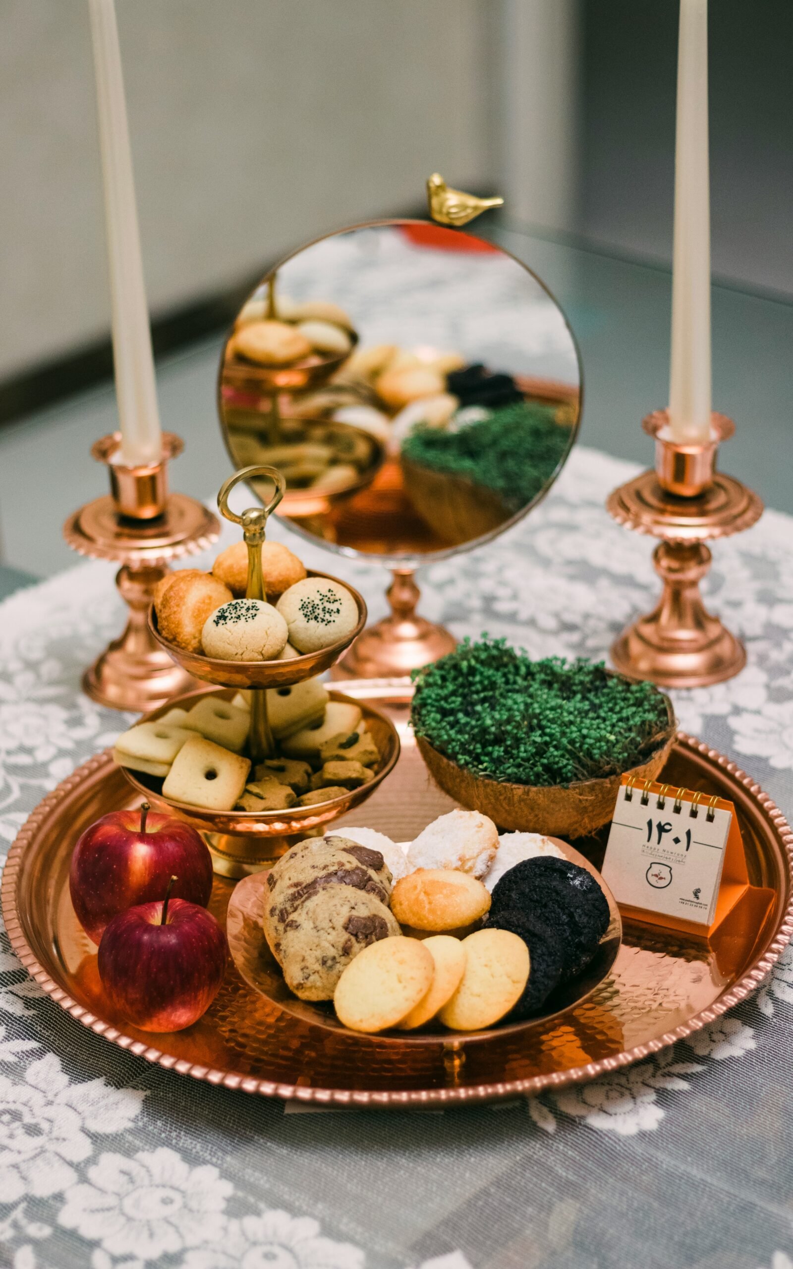 a cake with fruit on top of a table