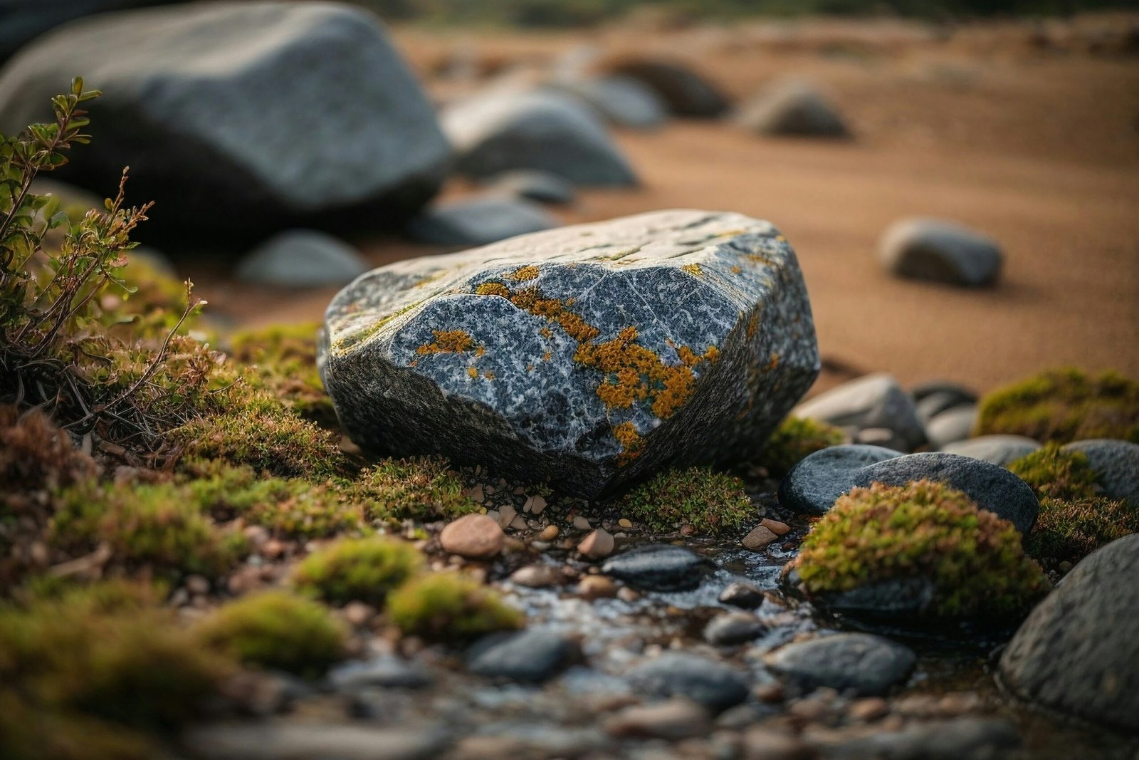 a rock sitting on top of a pile of rocks